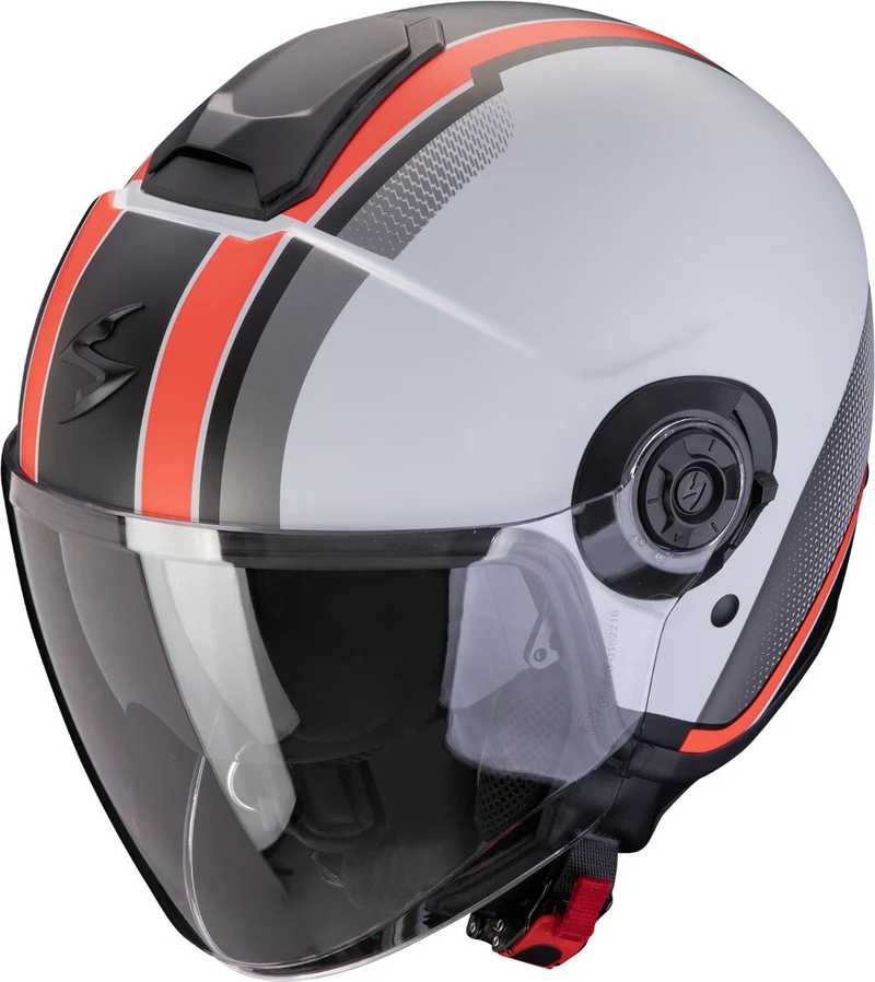 SCORPION EXO-CITY II VEL Abierto Jet Casco Gris Rojo Mate