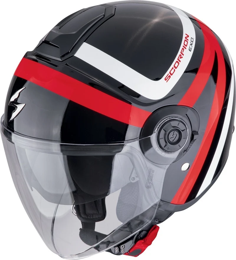 SCORPION EXO-CITY II RIVA Abierto Jet Casco Negro Rojo