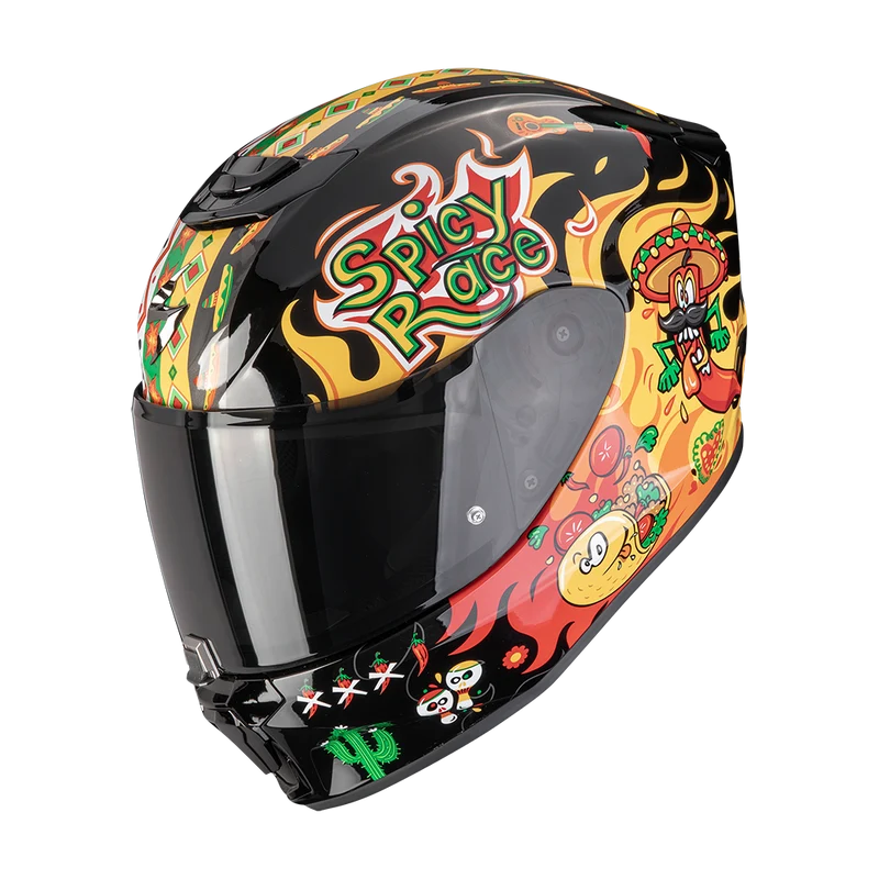 SCORPION EXO-JNR AIR YUCATAN CASCO DE MOTO NEGRO AMARILLO ROJO