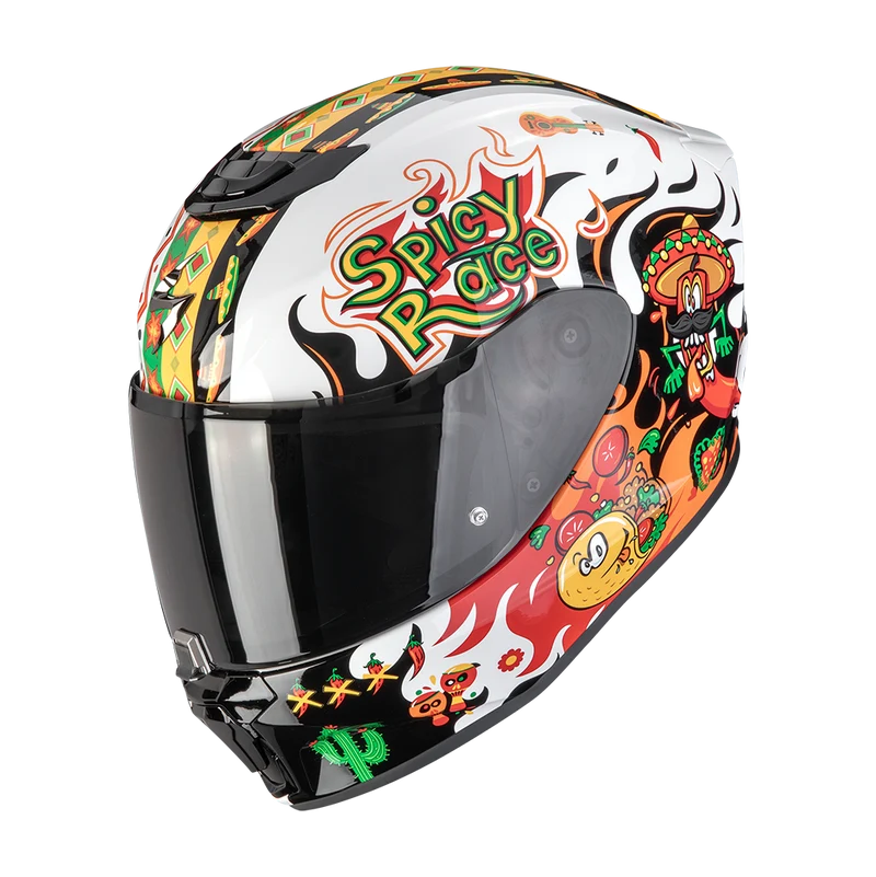 SCORPION EXO-JNR AIR YUCATAN CASCO DE MOTO BLANCO NARANJA NEGRO