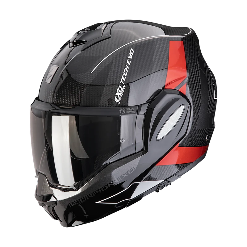 SCORPION EXO-TECH EVO CARBON CASCO DE MOTO NEGRO ROJO