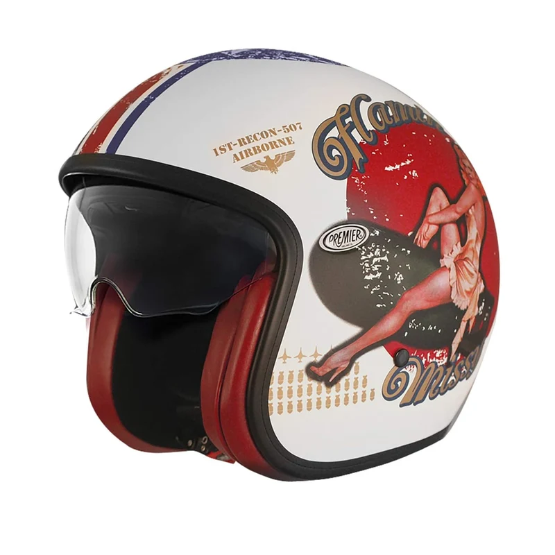 PREMIER VINTAGE PIN UP 8 BM CASCO JET DE MOTOCICLETA