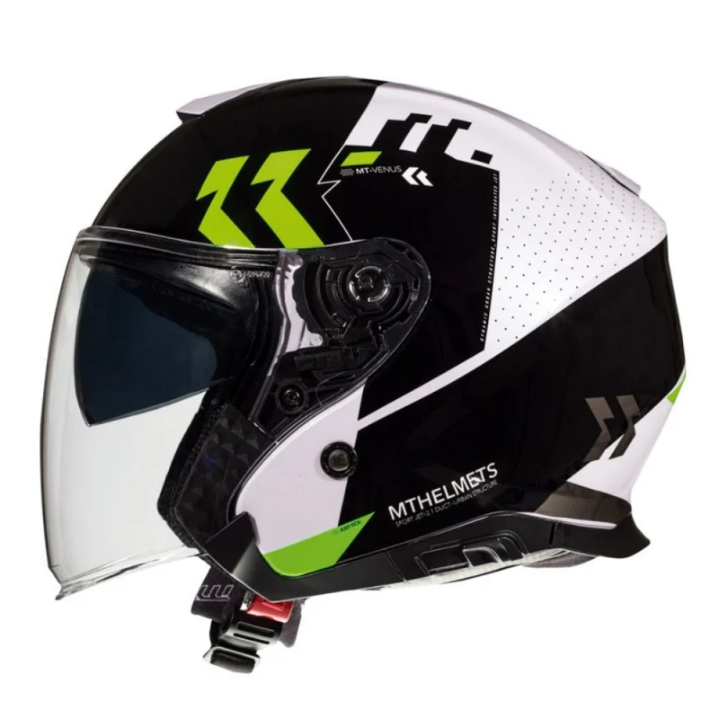 MT OF504SV THUNDER 3 SV JET VENUS CASCO DE MOTO A6 VERDE FLUOR PERLA BRILLO