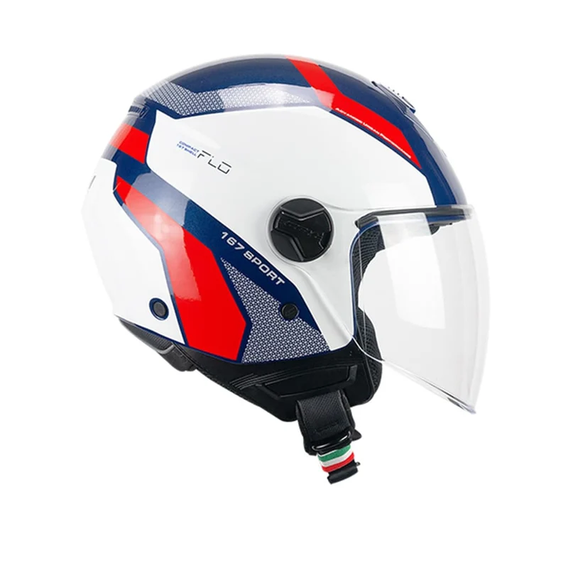 CGM 167D FLO SPORT abierto Jet Casco Azul Blanco Rojo