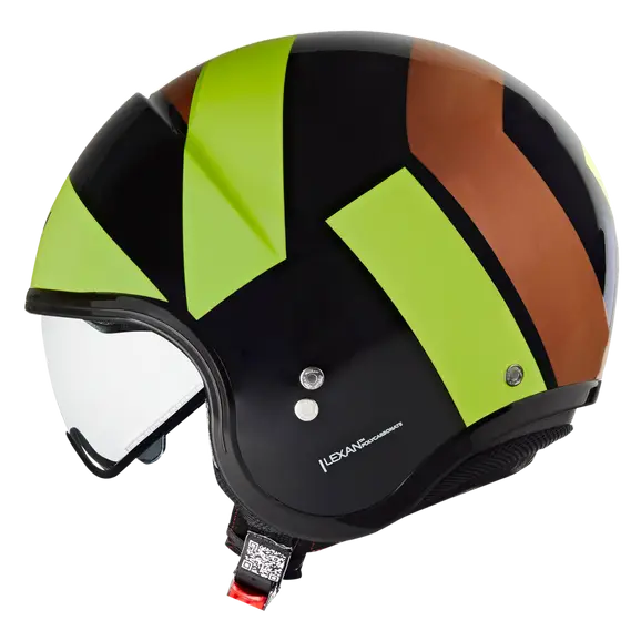 NOLAN N21 06 TANGENTE 348 M MINI JET CASCO NEGRO MARRÓN VERDE CLARO