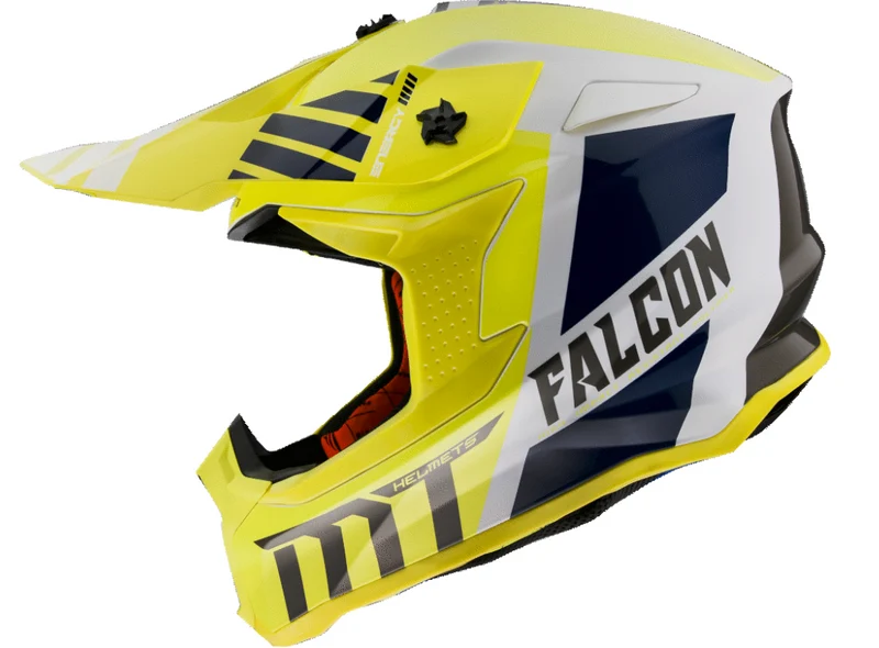 MT MX802 FALCON WARRIOR CASCO DE MOTO A3 BLANCO AMARILLO