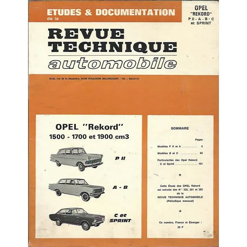 Revue technique Opel Rekord A B C