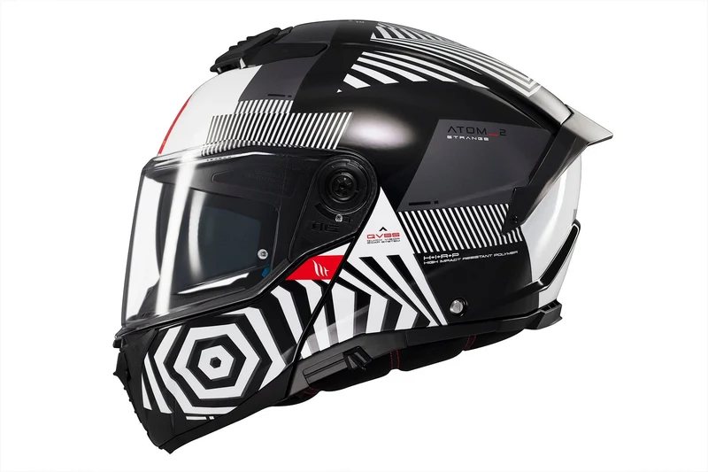 MT ATOM 2 STRANGE CON PARTE DELANTERA ABATIBLE MODULAR CASCO DE MOTO B2 BRILLANTE