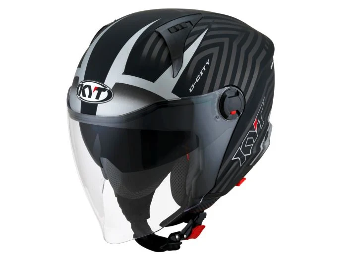 KYT- CASCOS D-CITY LUCENT NEGRO MATE PLATA