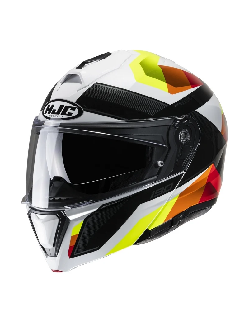 HJC i90 LARK MC3H Casco de moto modular blanco rojo amarillo fluo