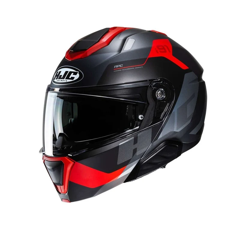 HJC i91 CARST MC1SF motocicleta urbana Casco Modular Negro Gris Rojo