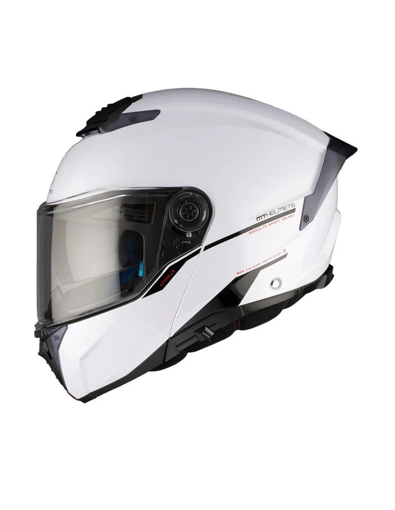 MT ATOM 2 SV SOLID MODULAR CASCO DE MOTO A0 BLANCO BRILLO