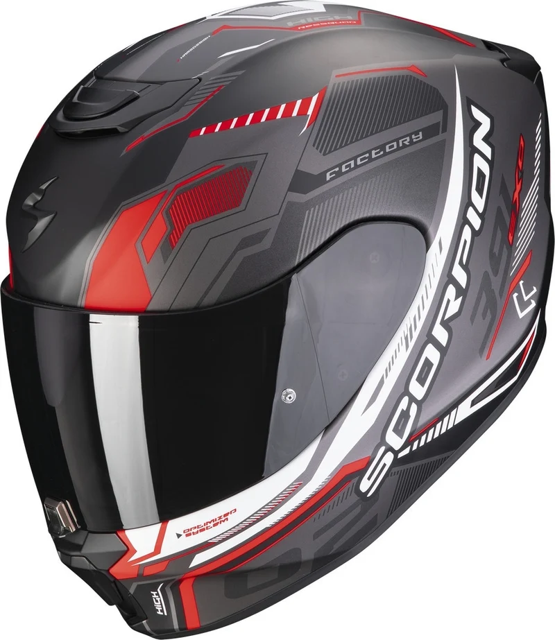 SCORPION - EXO 391 HAUT Negro Mate-Plata-Rojo
