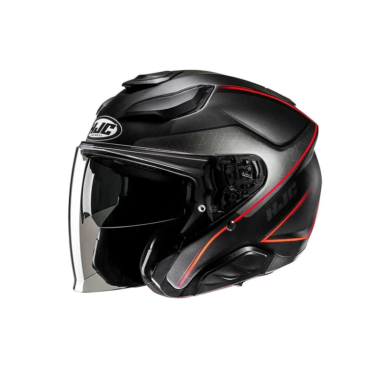 Hjc F31 LUDI MC1SF Casco Jet Moto Deportiva Equitación Negro Mate Rojo