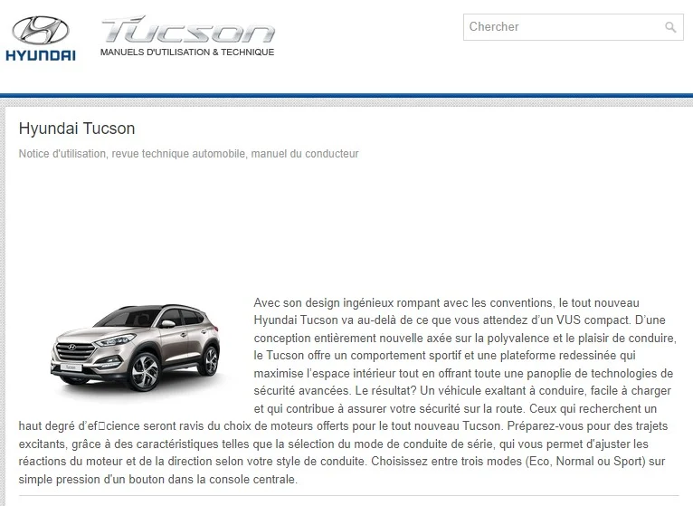 manuel d'atelier Hyundai Tucson 2015 en français