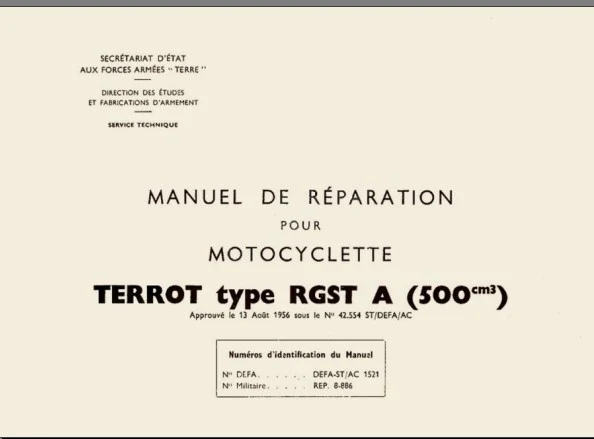 Manuels d'atelier réparation Terrot 500 RGST