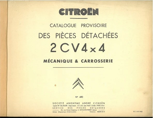 Manuels d'atelier Citroën 2cv 4x4 Sahara :