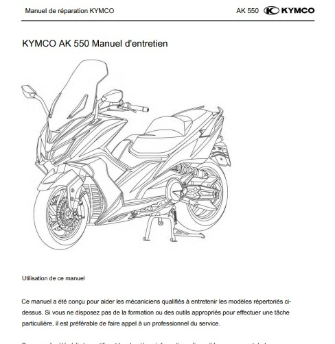 Manuel d'atelier Kymco AK 550 français