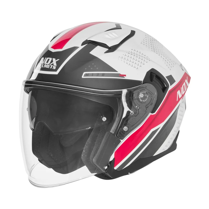 Casque Moto Jet N130 Ekto Blanc Rose | NOX
