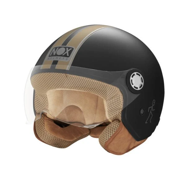 Casque Moto Jet N210 EVO Noir Mat Or | NOX