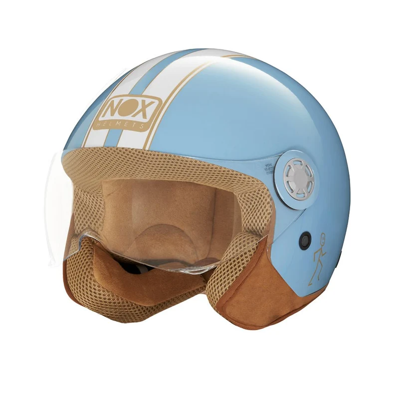 Casque Moto Jet N210 EVO Bleu Pastel Blanc | NOX