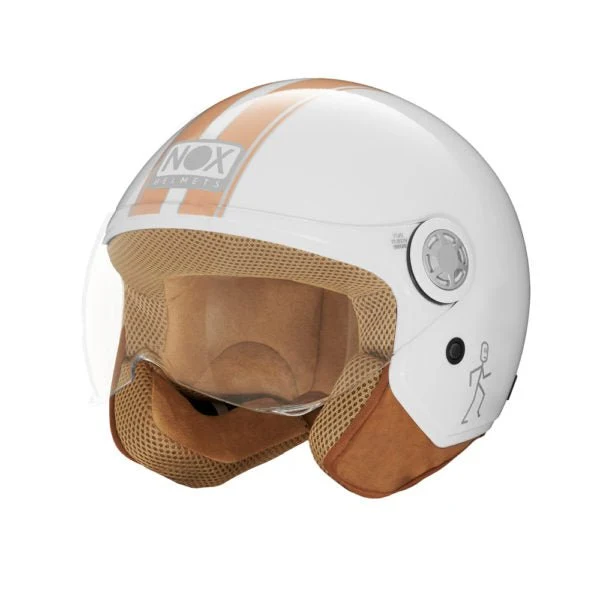 Casque Moto Jet N210 EVO Blanc Orange Pastel | NOX