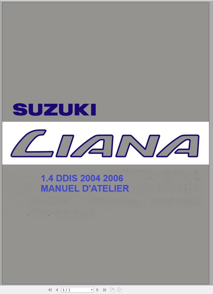 manuel d'atelier Suzuki Liana 1.4 DDIS 2004 français