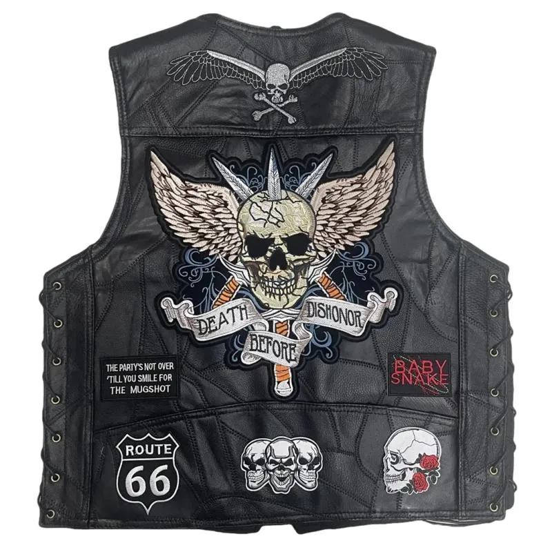 Gilet cuir biker noir - La mort avant le déshonneur
