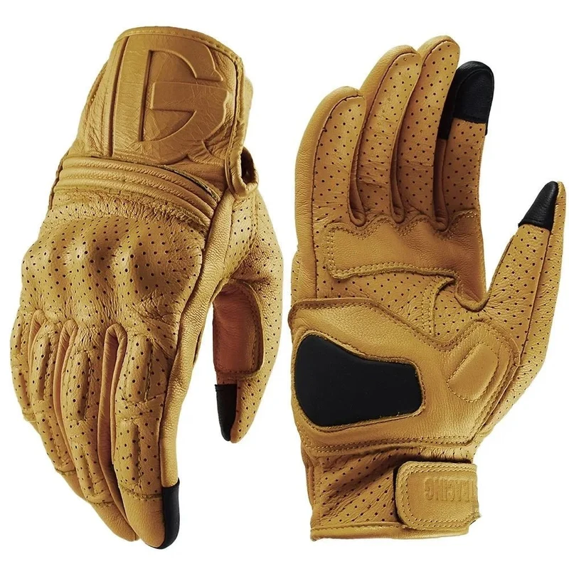 Gants moto cuir vintage