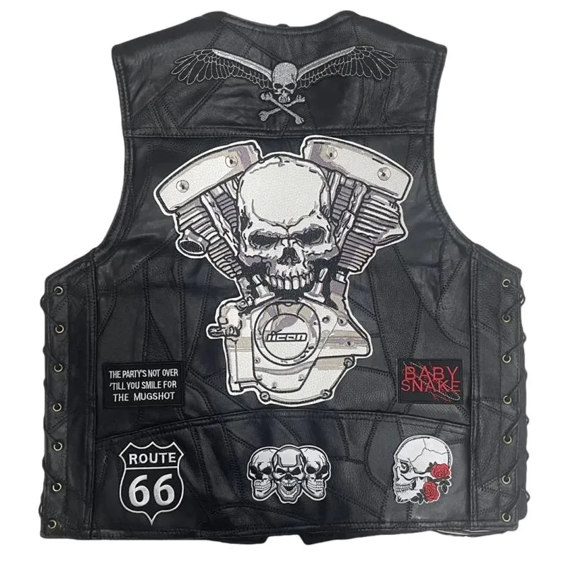 Gilet biker cuir - VROD SKULL