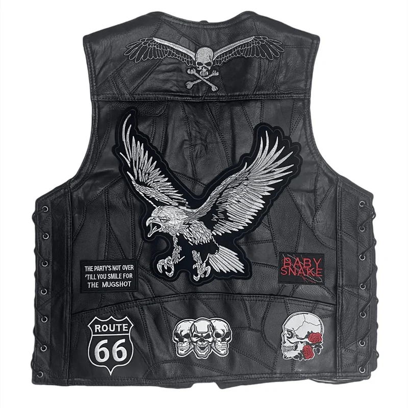 Gilet cuir moto biker -Eagle