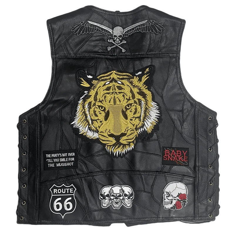 Gilet biker cuir homme - Tiger Spirit