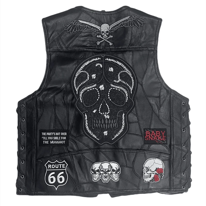 Gilet Cuir Biker Skull Calaveras