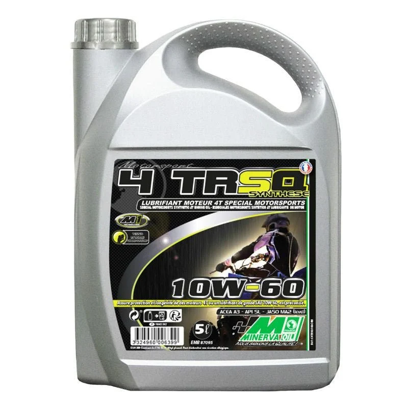 HUILE MOTEUR 4 TEMPS MINERVA QUAD 4TRSQ SYNTHESE 10W60 (5L) (100% MADE IN FRANCE)