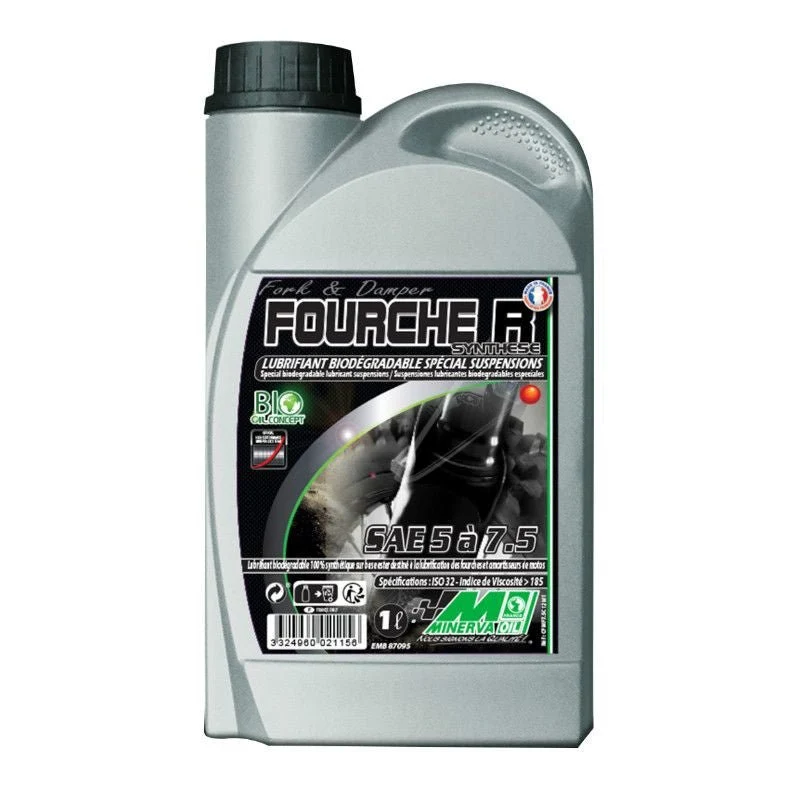 HUILE DE FOURCHE/AMORTISSEUR MINERVA FOURCHE R SYNTHESE 0 à 2,5W (1L) (100% MADE IN FRANCE)