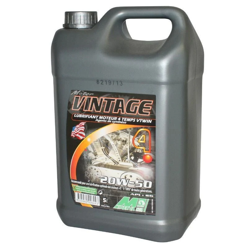 HUILE MOTEUR 4 TEMPS MINERVA MOTO VINTAGE 20W50 MULTIGRADE (5L) (MOTO CLASSIC) (100% MADE IN FRANCE)