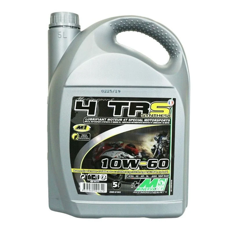 HUILE MOTEUR 4 TEMPS MINERVA MOTO 4TRS 10W60 (5L) (SYNTHESE POUR COMPETITION - 100% MADE IN FRANCE)