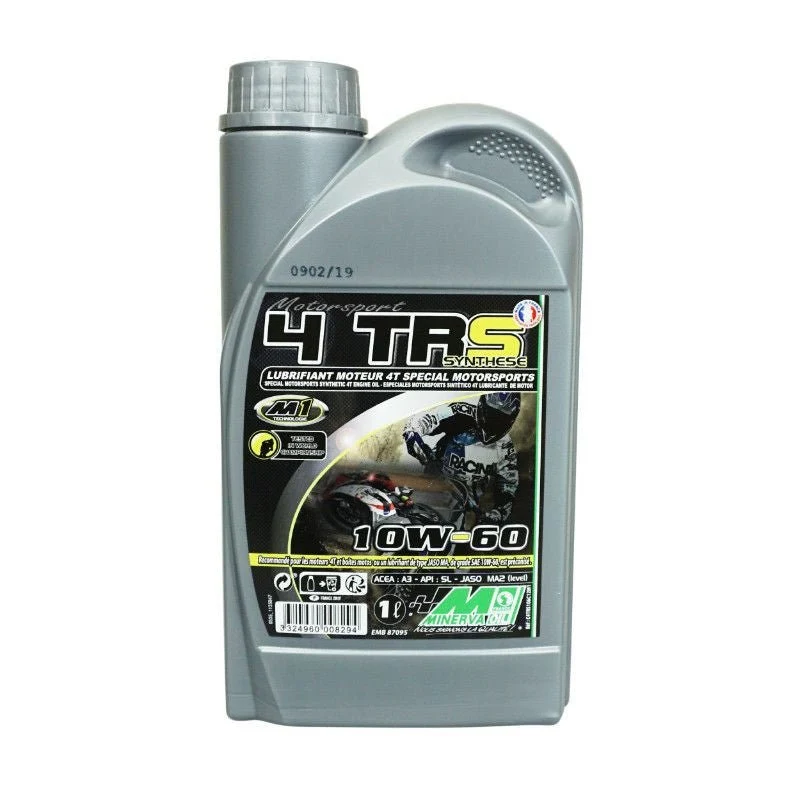 HUILE MOTEUR 4 TEMPS MINERVA MOTO 4TRS 10W60 (1L) (SYNTHESE POUR COMPETITION - 100% MADE IN FRANCE)