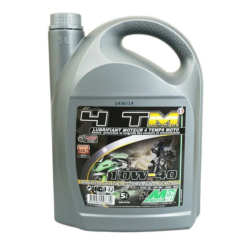 HUILE MOTEUR 4 TEMPS MINERVA MAXISCOOTER/MOTO 4TM SYNTHESE 10W40 (5L) (100% MADE IN FRANCE)