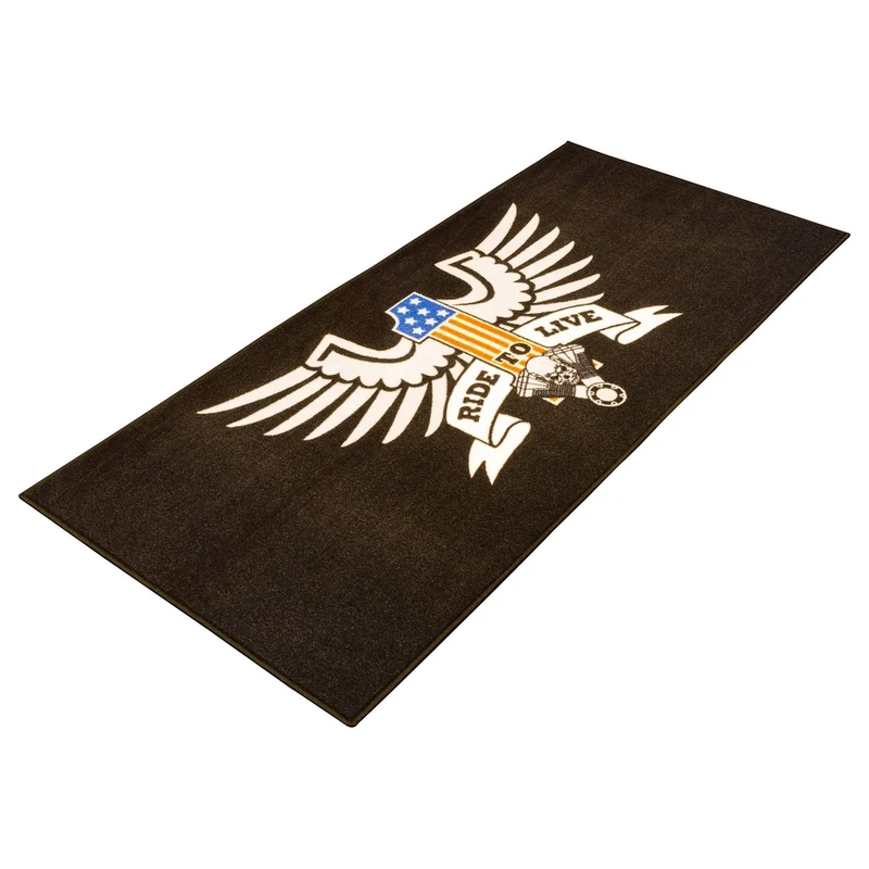 Tapis de Garage Moto American Eagle Ride To Live | 190x80cm | Biketek Series 3