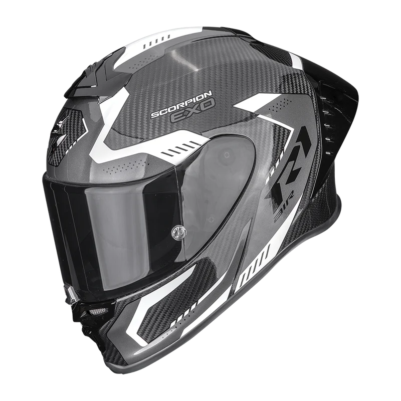 SCORPION EXO R1 EVO CARBON AIR PROPEL GLOSSY CASCO INTEGRAL DE MOTO NEGRO BLANCO