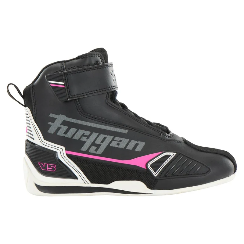 Baskets Moto Femme Homologuées CE | Furygan™ V5 D3O® Lady Noir Blanc Rose