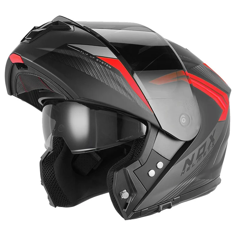 Casque Moto Modulable N968 Shift Noir Mat Rouge | NOX
