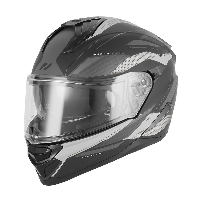 Casque Moto Intégral N304-S Revo Noir Mat Argent | NOX