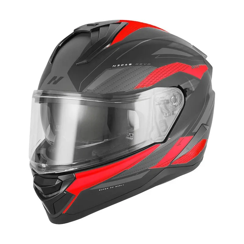 Casque Moto Intégral N304-S Revo Noir Mat Rouge | NOX