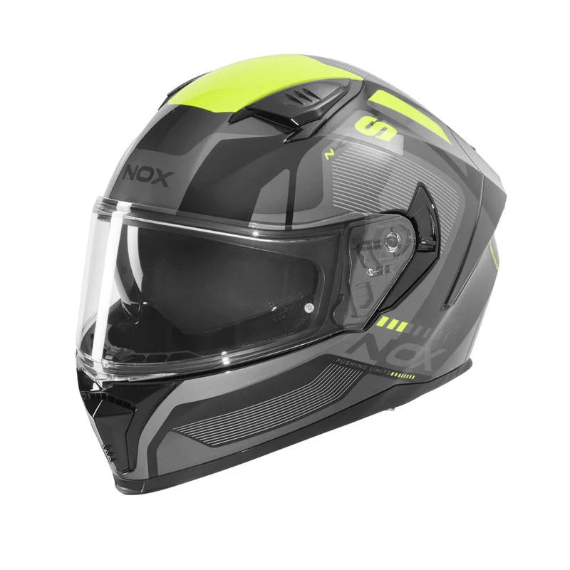 Casque Moto Intégral N402 Mentor Noir Jaune Fluo | NOX
