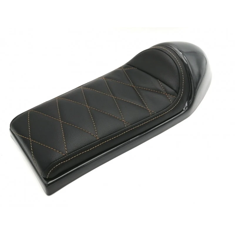 Selle coque café racer noire couture marron | C.Racer