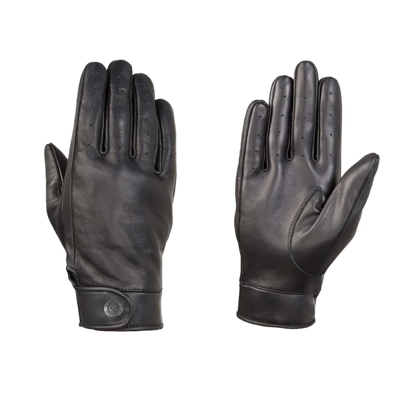 Gants Moto Cuir Perforé Homme Noir — Été, Tactiles CE