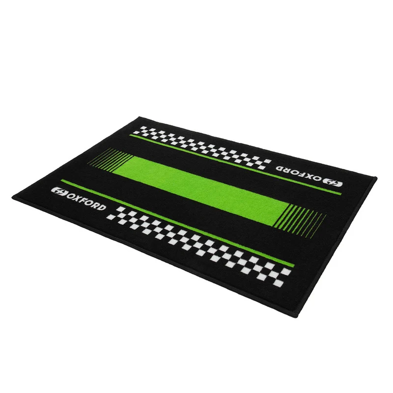 Tapis de Garage Moto Oxford Pitlane Vert | 90x60cm | Format Compact