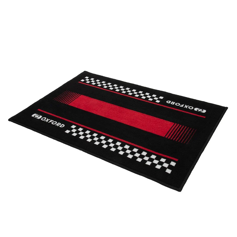 Tapis de Garage Moto Oxford Pitlane Rouge | 90x60cm | Format Compact